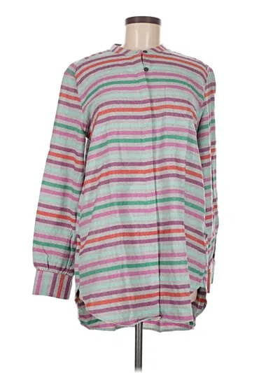 Pre-owned Lands' End Long Sleeve Blouse In Gray