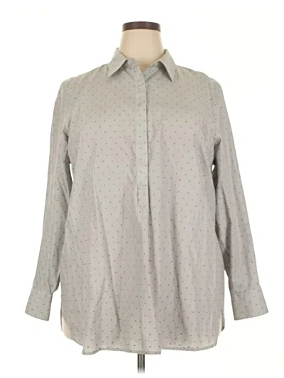 Pre-owned Lands' End Long Sleeve Blouse In Gray