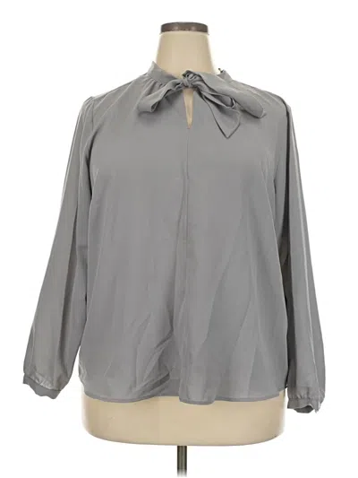 Pre-owned Lands' End Long Sleeve Blouse In Gray