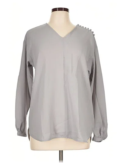 Pre-owned Lands' End Long Sleeve Blouse In Gray