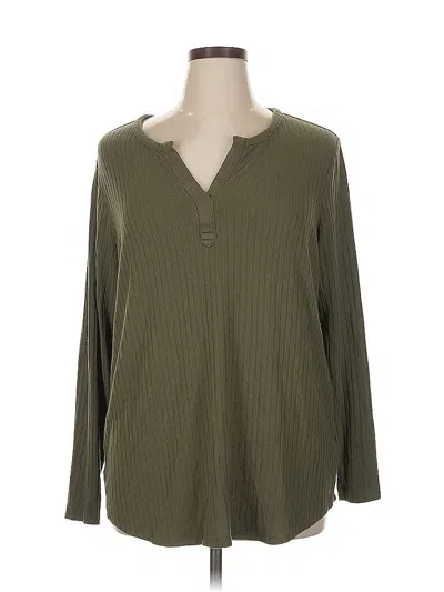 Pre-owned Lands' End Long Sleeve Blouse In Green