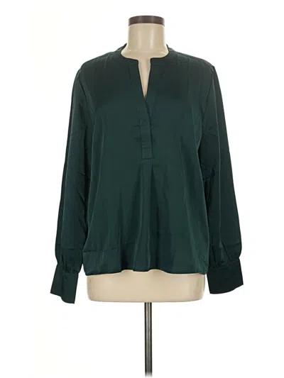 Pre-owned Lands' End Long Sleeve Blouse In Green