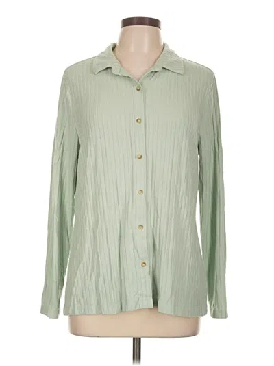 Pre-owned Lands' End Long Sleeve Blouse In Green
