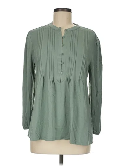 Pre-owned Lands' End Long Sleeve Blouse In Green