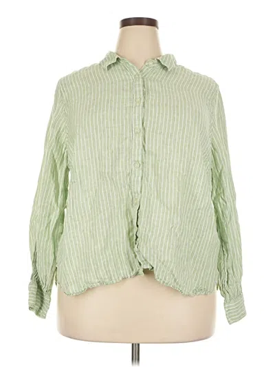 Pre-owned Lands' End Long Sleeve Blouse In Green