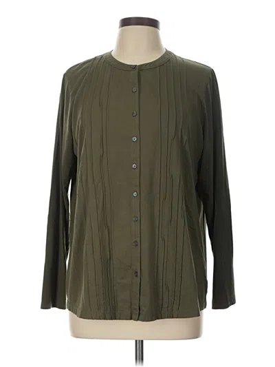 Pre-owned Lands' End Long Sleeve Blouse In Green