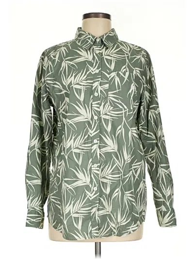 Pre-owned Lands' End Long Sleeve Blouse In Green