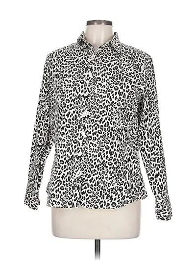 Pre-owned Lands' End Long Sleeve Blouse In Ivory
