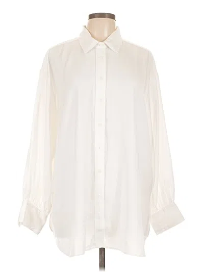 Pre-owned Lands' End Long Sleeve Blouse In Ivory