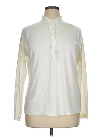 Pre-owned Lands' End Long Sleeve Blouse In Ivory
