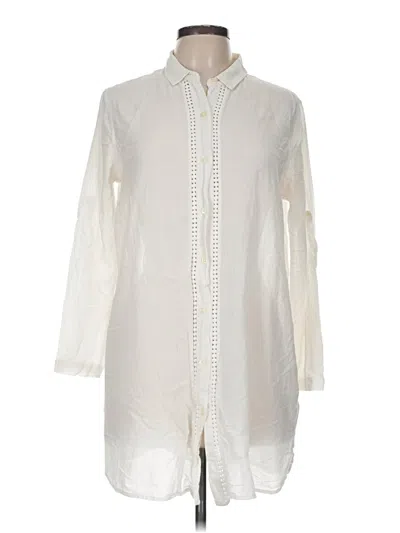 Pre-owned Lands' End Long Sleeve Blouse In Ivory