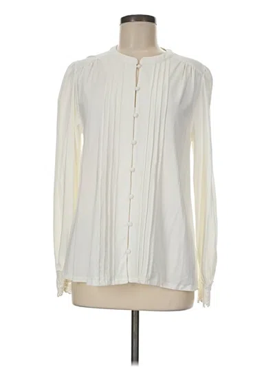Pre-owned Lands' End Long Sleeve Blouse In Ivory