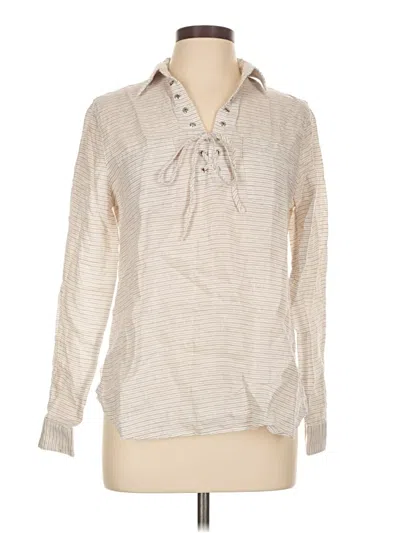 Pre-owned Lands' End Long Sleeve Blouse In Ivory