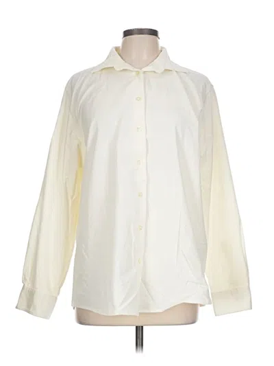 Pre-owned Lands' End Long Sleeve Blouse In Ivory