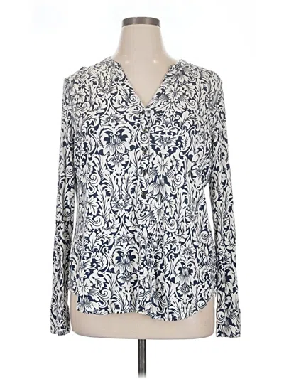 Pre-owned Lands' End Long Sleeve Blouse In Ivory