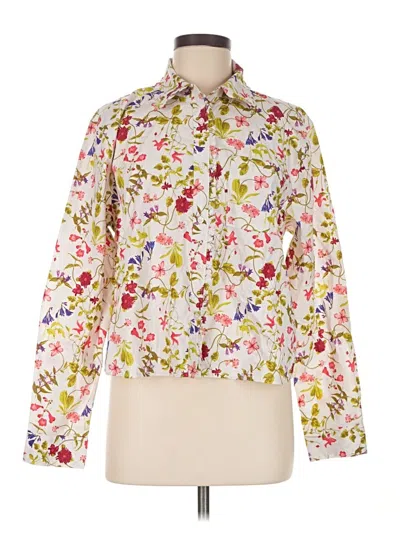Pre-owned Lands' End Long Sleeve Blouse In Ivory