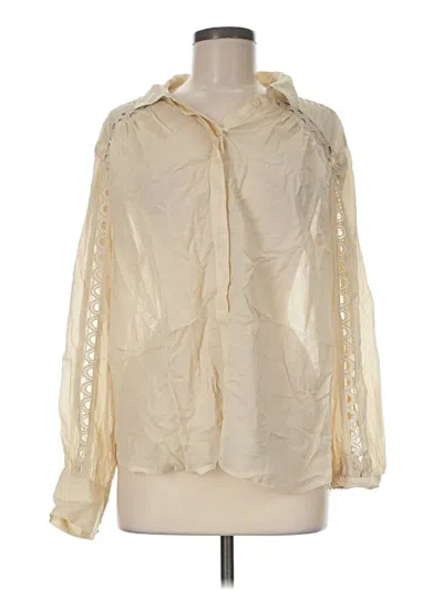 Pre-owned Lands' End Long Sleeve Blouse In Ivory