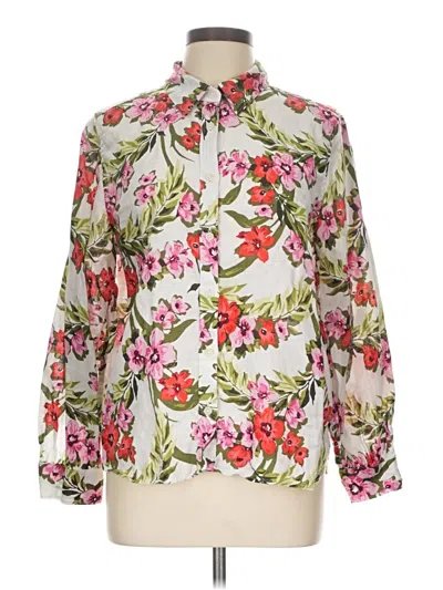 Pre-owned Lands' End Long Sleeve Blouse In Ivory