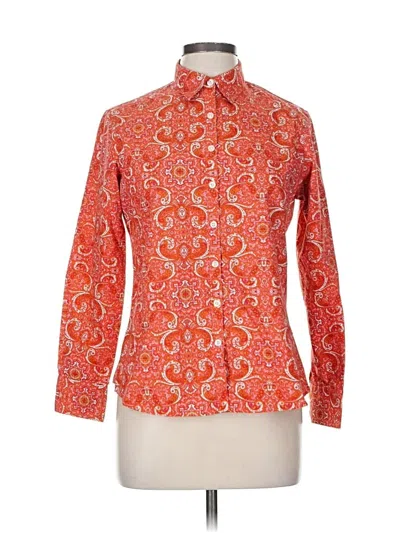 Pre-owned Lands' End Long Sleeve Blouse In Orange