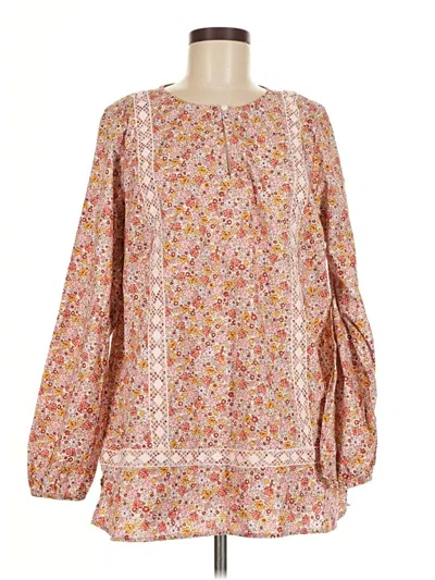 Pre-owned Lands' End Long Sleeve Blouse In Orange