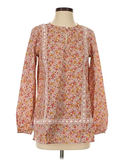 Pre-owned Lands' End Long Sleeve Blouse In Orange