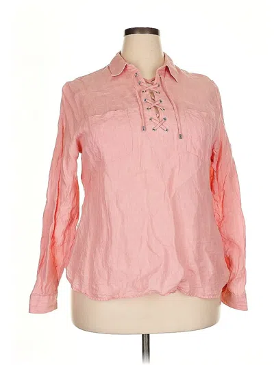 Pre-owned Lands' End Long Sleeve Blouse In Pink