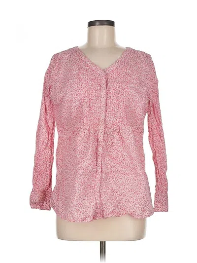 Pre-owned Lands' End Long Sleeve Blouse In Pink