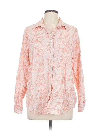 Pre-owned Lands' End Long Sleeve Blouse In Pink
