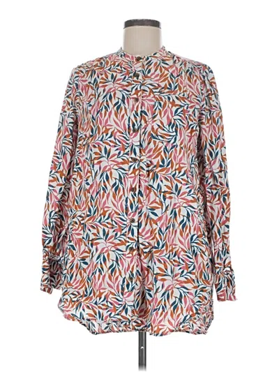 Pre-owned Lands' End Long Sleeve Blouse In Pink