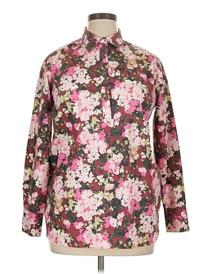 Pre-owned Lands' End Long Sleeve Blouse In Pink
