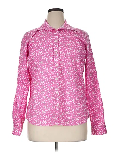 Pre-owned Lands' End Long Sleeve Blouse In Pink