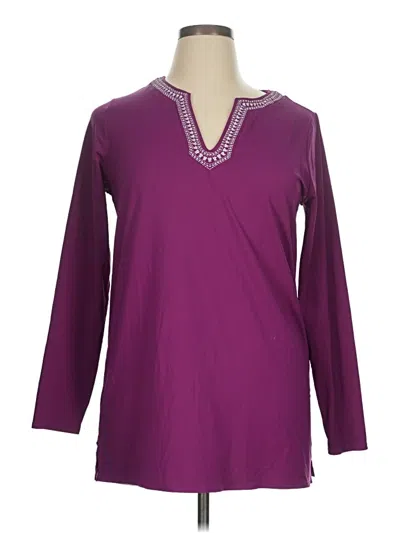 Pre-owned Lands' End Long Sleeve Blouse In Purple