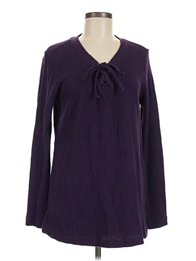 Pre-owned Lands' End Long Sleeve Blouse In Purple