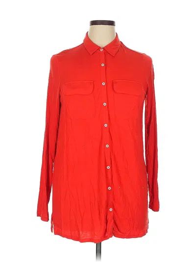 Pre-owned Lands' End Long Sleeve Blouse In Red