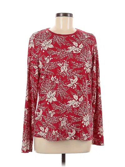 Pre-owned Lands' End Long Sleeve Blouse In Red