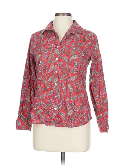 Pre-owned Lands' End Long Sleeve Blouse In Red