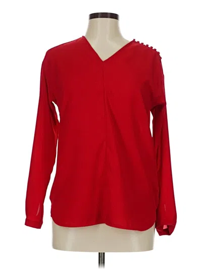 Pre-owned Lands' End Long Sleeve Blouse In Red