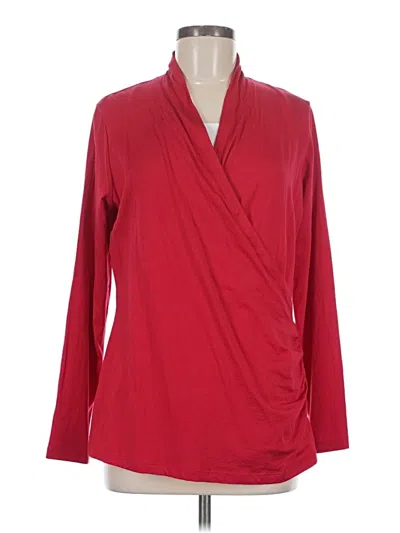Pre-owned Lands' End Long Sleeve Blouse In Red
