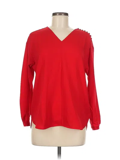Pre-owned Lands' End Long Sleeve Blouse In Red