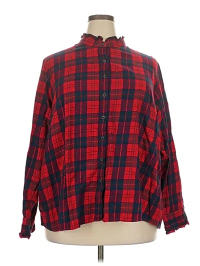 Pre-owned Lands' End Long Sleeve Blouse In Red