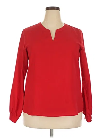 Pre-owned Lands' End Long Sleeve Blouse In Red