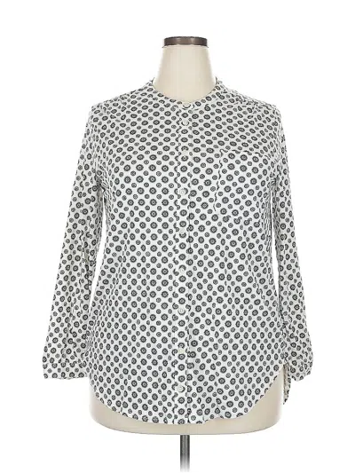 Pre-owned Lands' End Long Sleeve Blouse In Silver