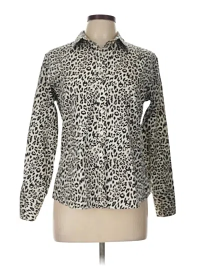 Pre-owned Lands' End Long Sleeve Blouse In Silver