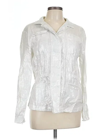 Pre-owned Lands' End Long Sleeve Blouse In Silver