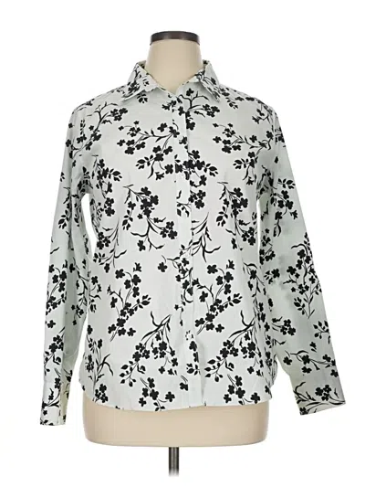 Pre-owned Lands' End Long Sleeve Blouse In Silver