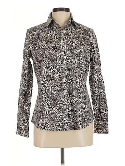 Pre-owned Lands' End Long Sleeve Blouse In Silver