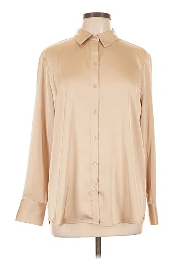 Pre-owned Lands' End Long Sleeve Blouse In Tan