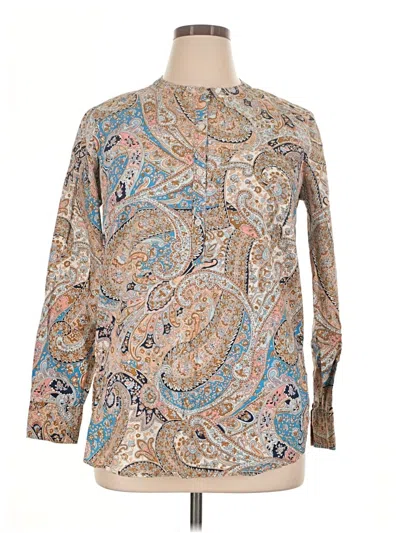 Pre-owned Lands' End Long Sleeve Blouse In Tan