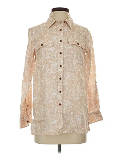 Pre-owned Lands' End Long Sleeve Blouse In Tan