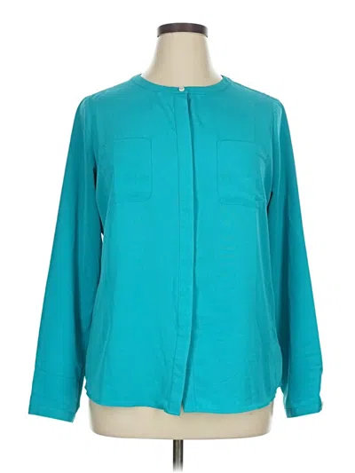 Pre-owned Lands' End Long Sleeve Blouse In Teal